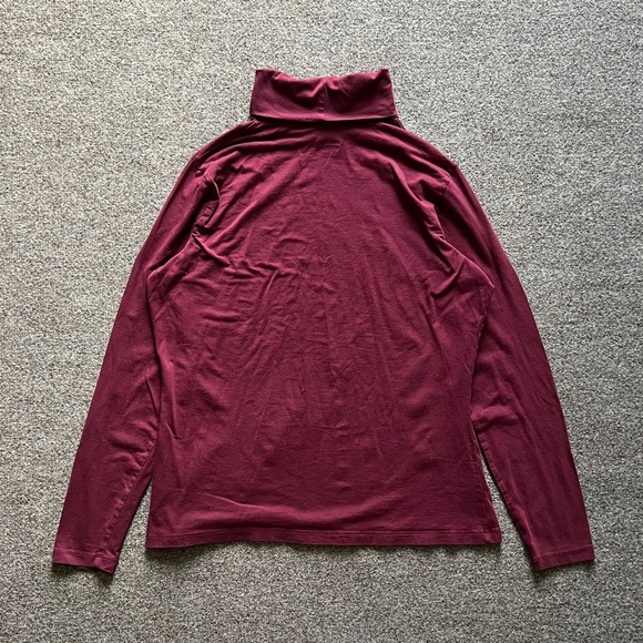 Lands End Maroon Turtleneck Long Sleeve Shirt Top Womens Large Cotton Base Layer - Picture 3 of 11